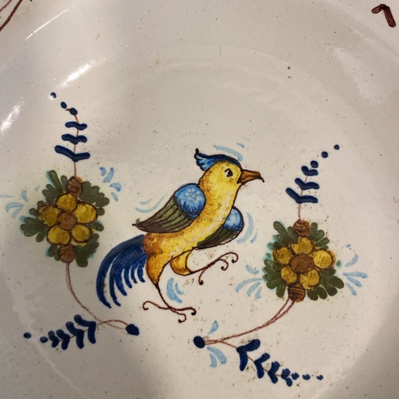 Hand painted Colorful Bird Design Dinnerware Set from Italy - Picture 3 of 7